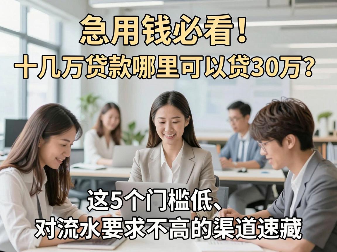 急用钱必看！十几万贷款哪里可以贷30万？这5个门槛低、对流水要求不高的渠道速藏