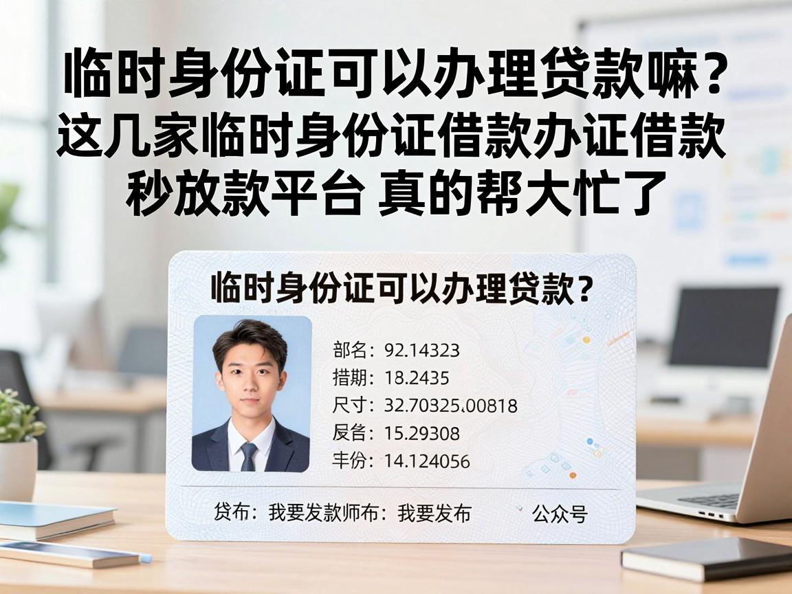 临时身份证可以办理贷款嘛？这几家临时身份证借款秒放款平台真的帮大忙了