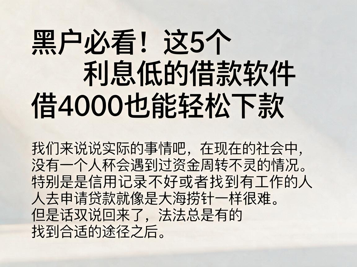 黑户必看！这5个利息低的借款软件，借4000也能轻松下款