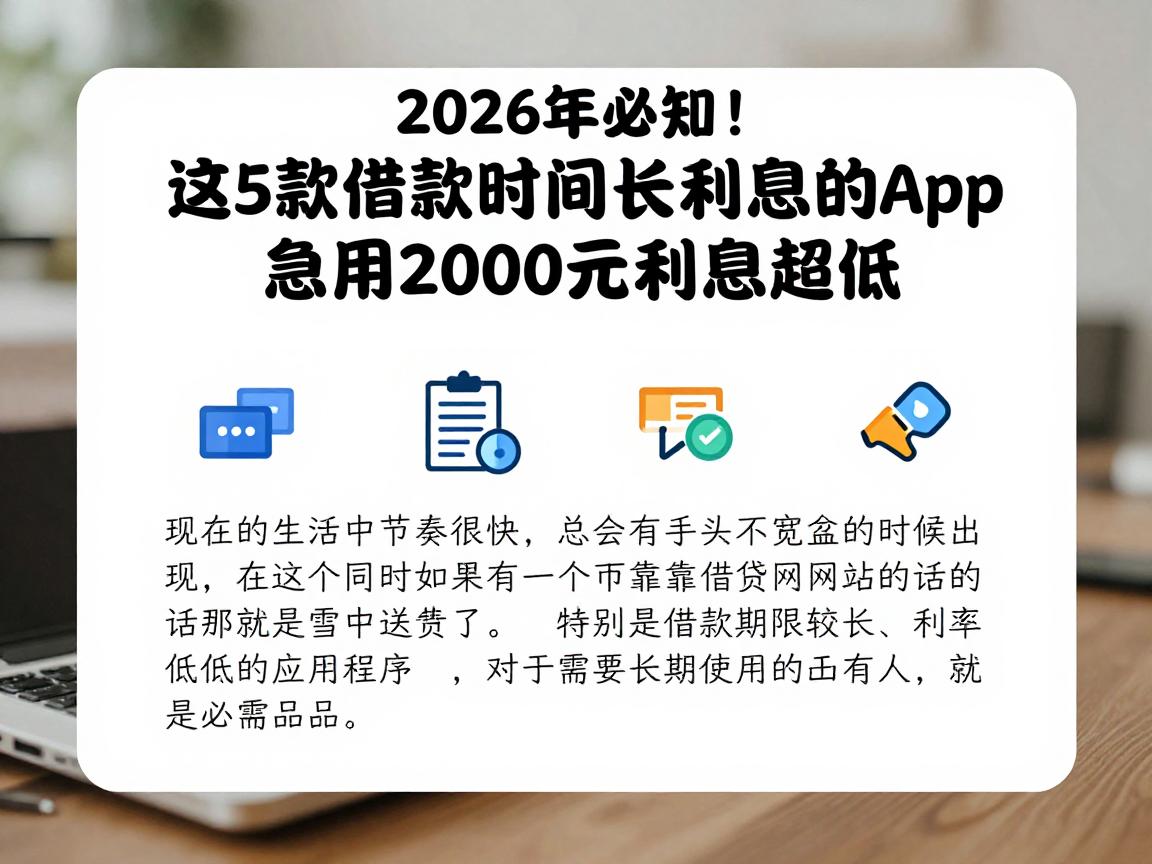 2026年必知！这5款借款时间长利息低的app，急用2000元利息超低
