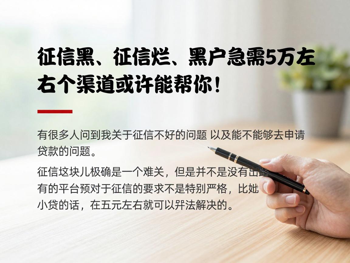 征信黑、征信烂、黑户急需5万左右贷款怎么办？这5个渠道或许能帮你！