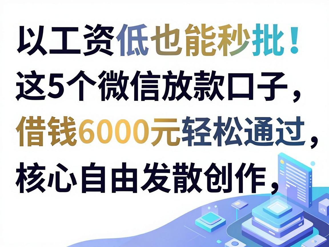 工资低也能秒批！这5个微信放款口子，借钱6000元轻松通过