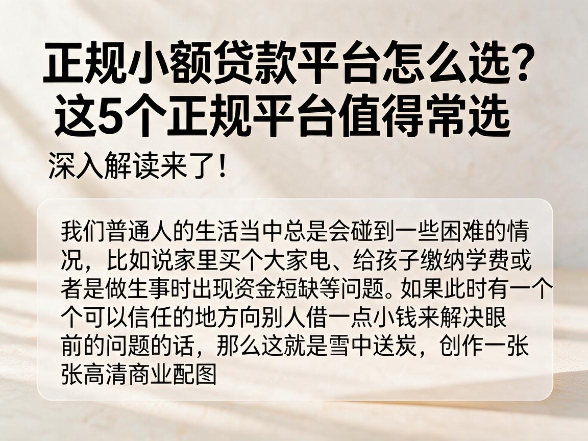 正规小额贷款平台怎么选？这5个正规平台值得常选，深入解读来了！