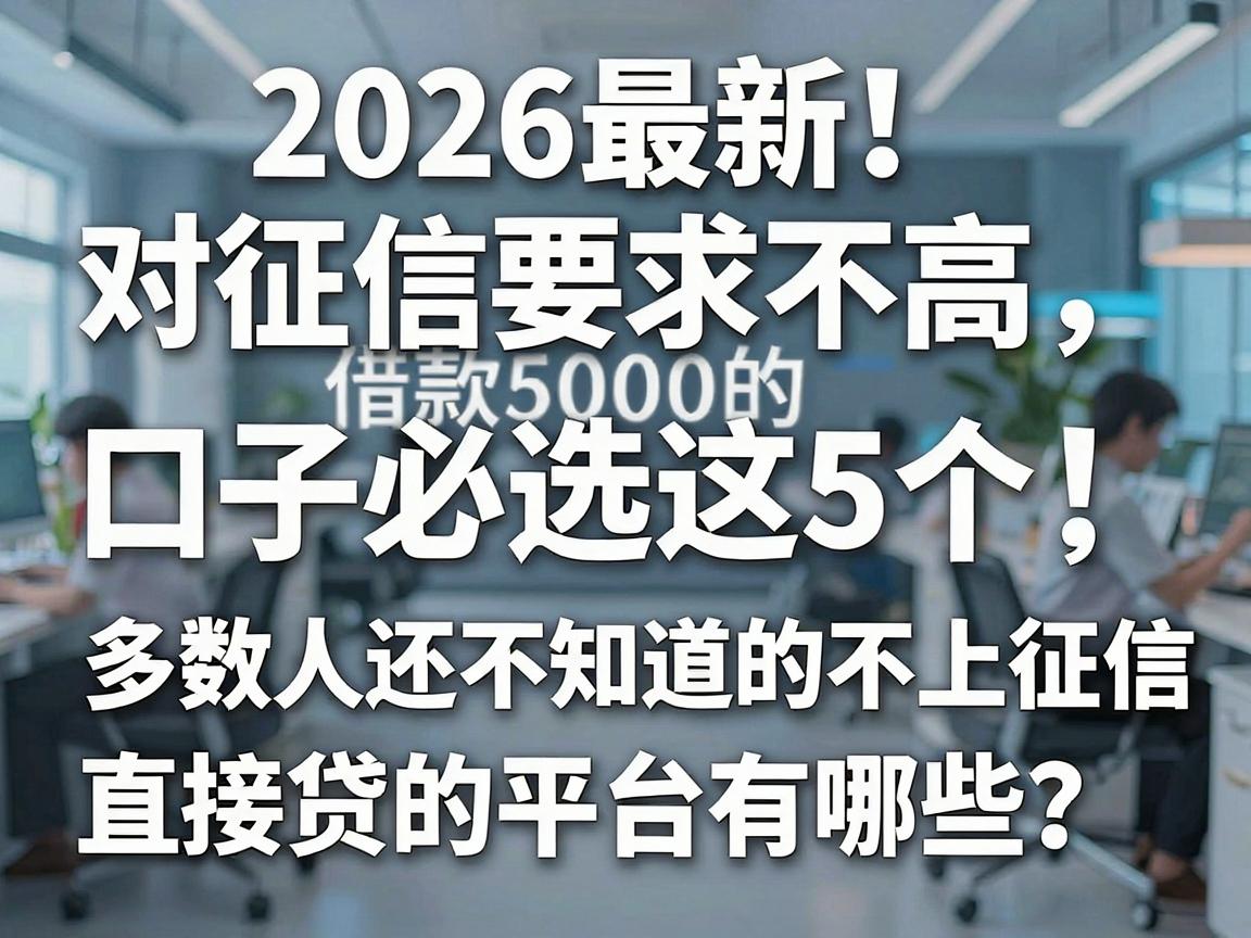 2026最新！对征信要求不高、借款5000的口子必选这5个，多数人还不知道的不上征信直接贷款的平台有哪些？