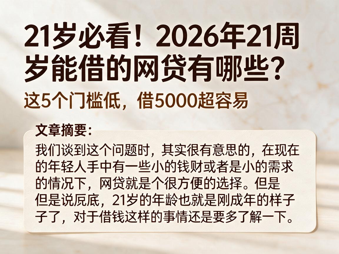21岁必看！2026年21周岁能借的网贷有哪些？这5个门槛低、借5000超容易