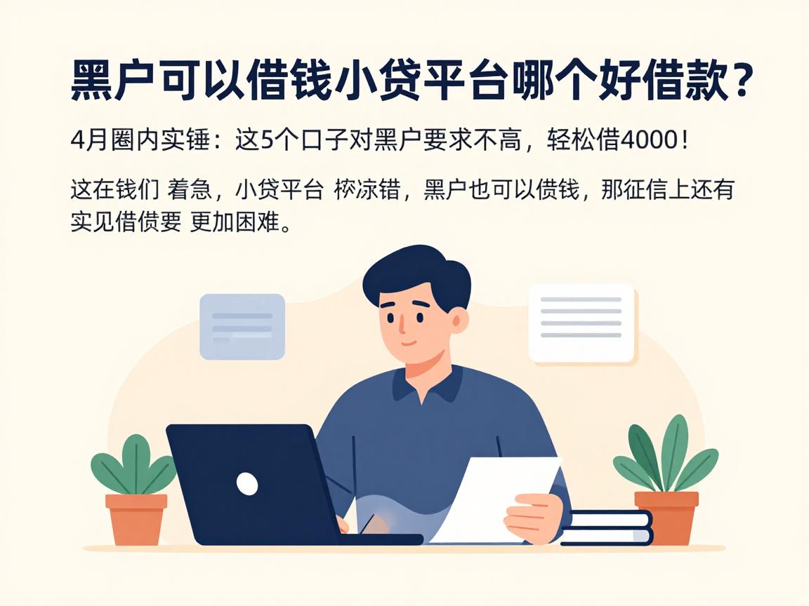 黑户可以借钱的小贷平台哪个好借款？4月圈内实锤：这5个口子对黑户要求不高，轻松借4000！