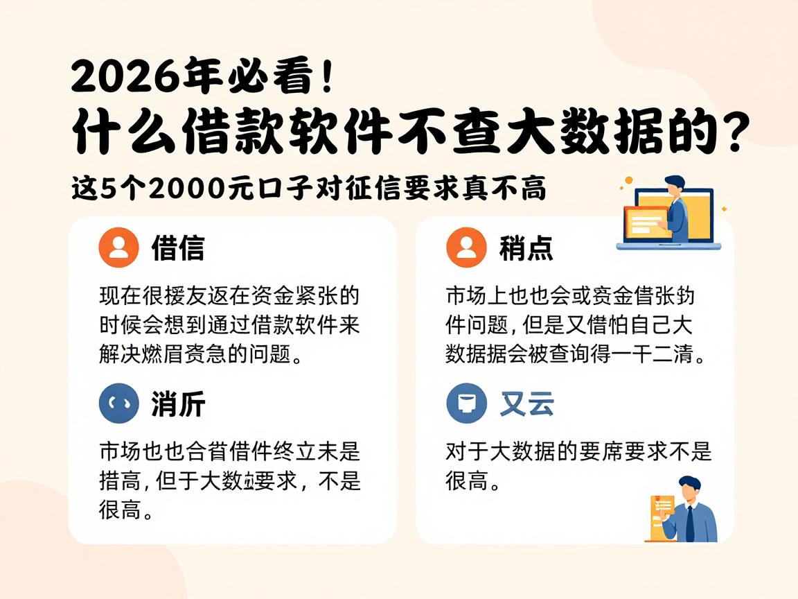 2026年必看！什么借款软件不查大数据的？这5个2000元口子对征信要求真不高