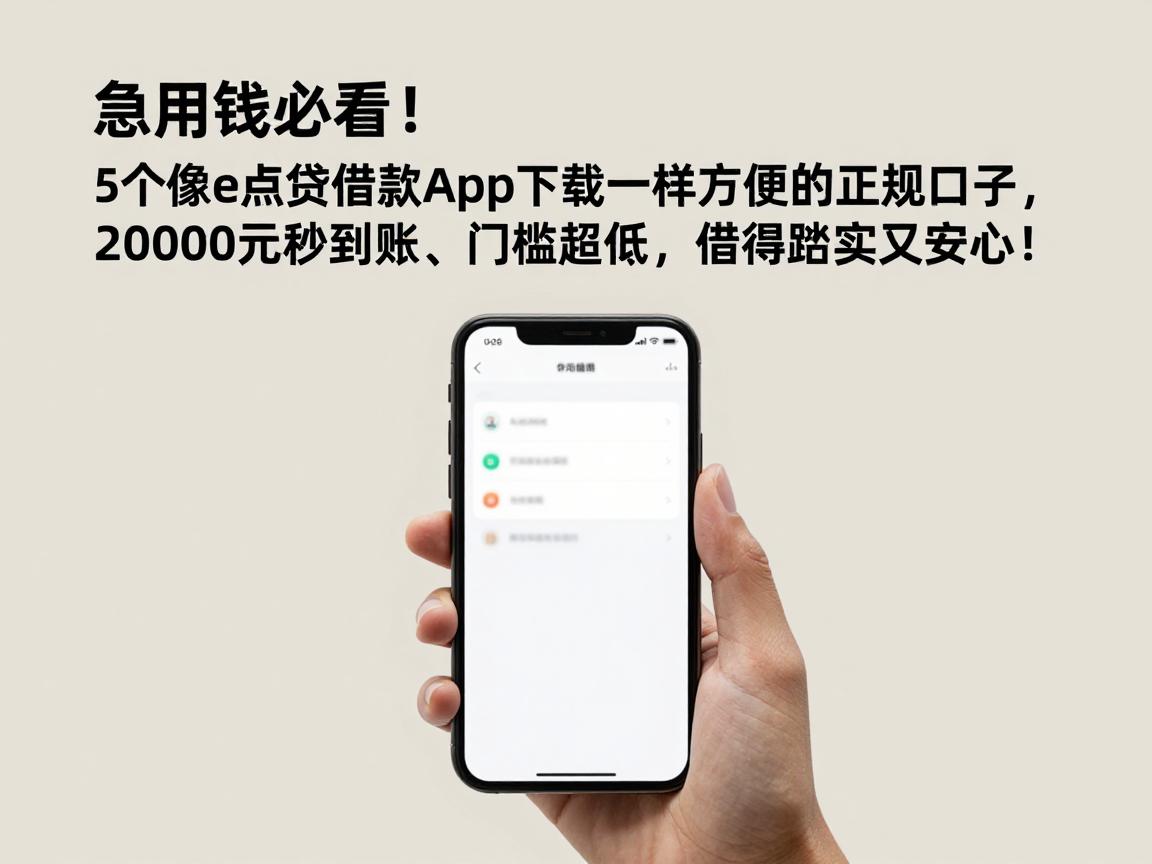 急用钱必看！5个像e点贷借款app下载一样方便的正规口子，20000元秒到账、门槛超低，借得踏实又安心！