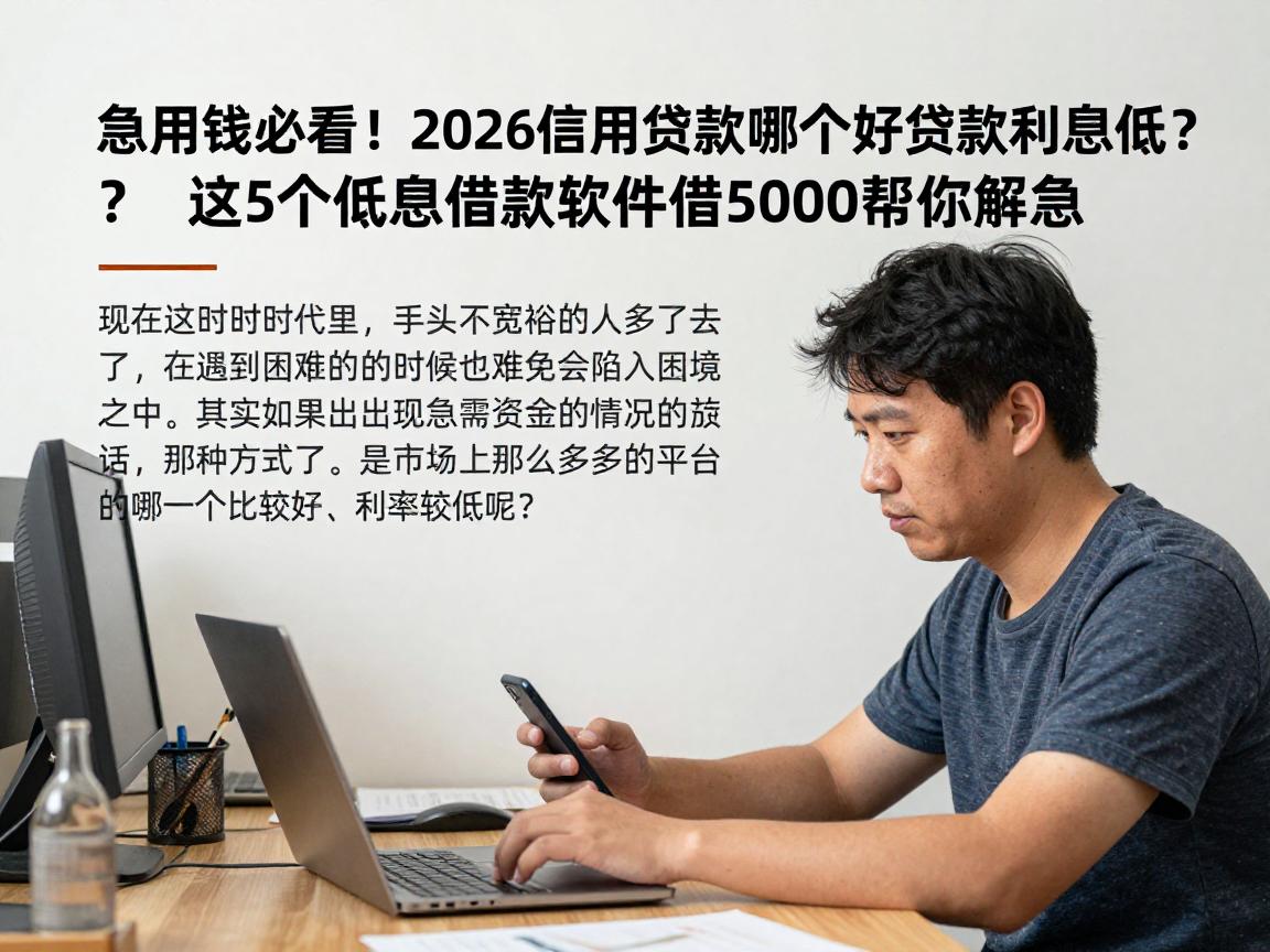 急用钱必看！2026信用贷款哪个好贷款利息低？这5个低息借款软件借5000帮你解急