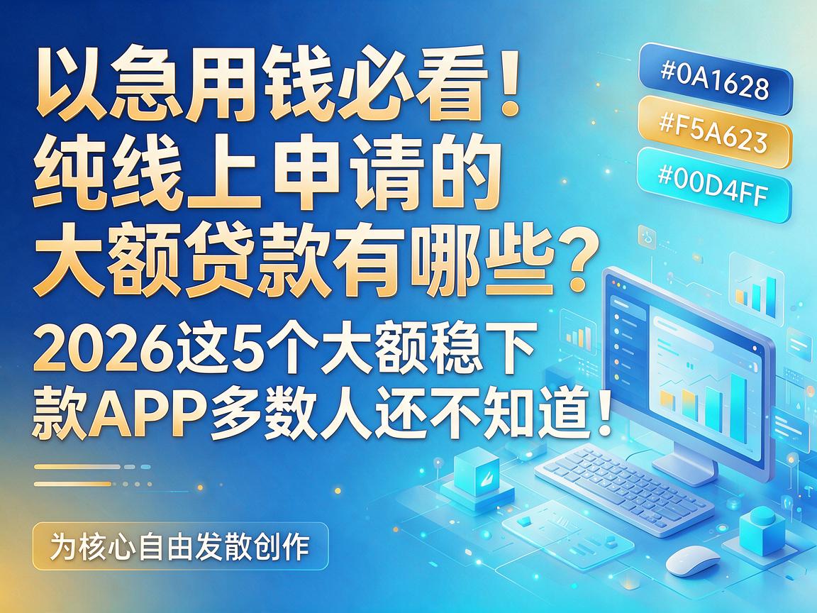 急用钱必看！纯线上申请的大额贷款有哪些？2026这5个大额稳下款APP多数人还不知道！