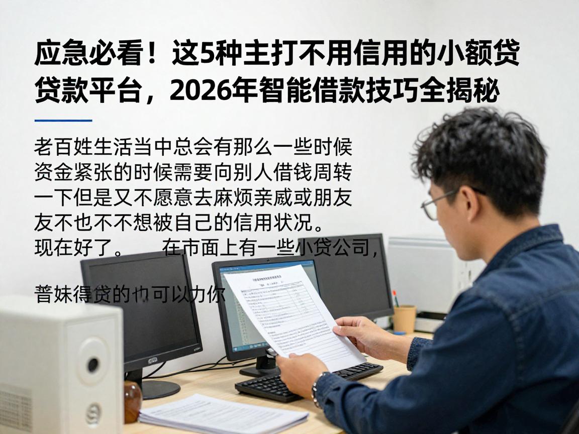 应急必看！这5种主打不用信用的小额贷款平台，2026年智能借款技巧全揭秘