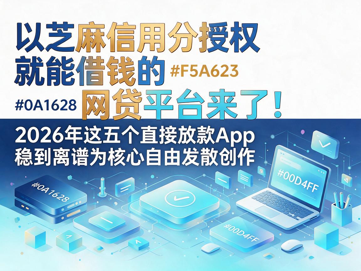 芝麻信用分授权就能借钱的网贷平台来了！2026年这五个直接放款App稳到离谱