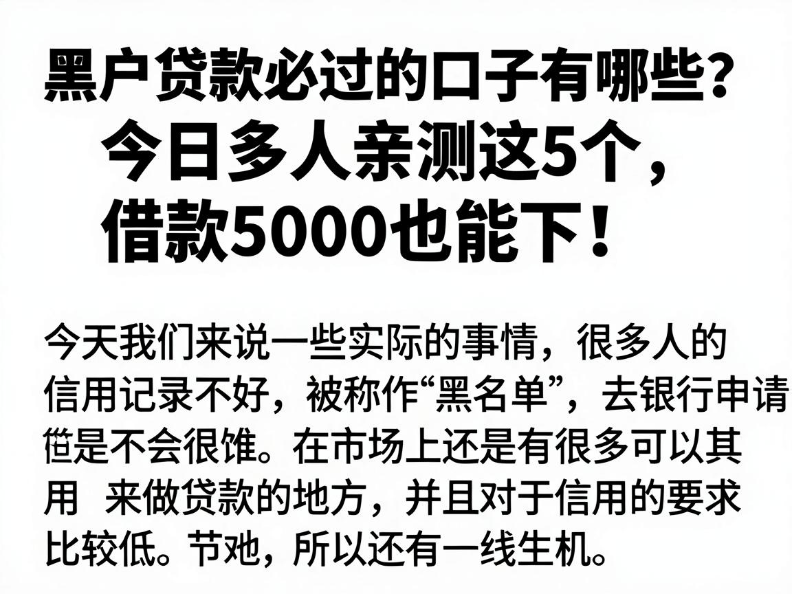 黑户贷款必过的口子有哪些？今日多人亲测这5个，借款5000也能下！