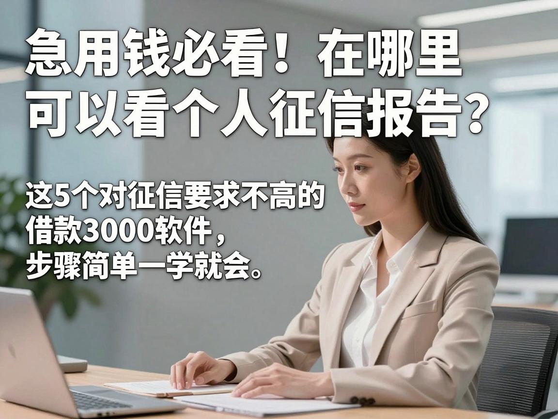 急用钱必看！在哪里可以看个人征信报告？这5个对征信要求不高的借款3000软件，步骤简单一学就会