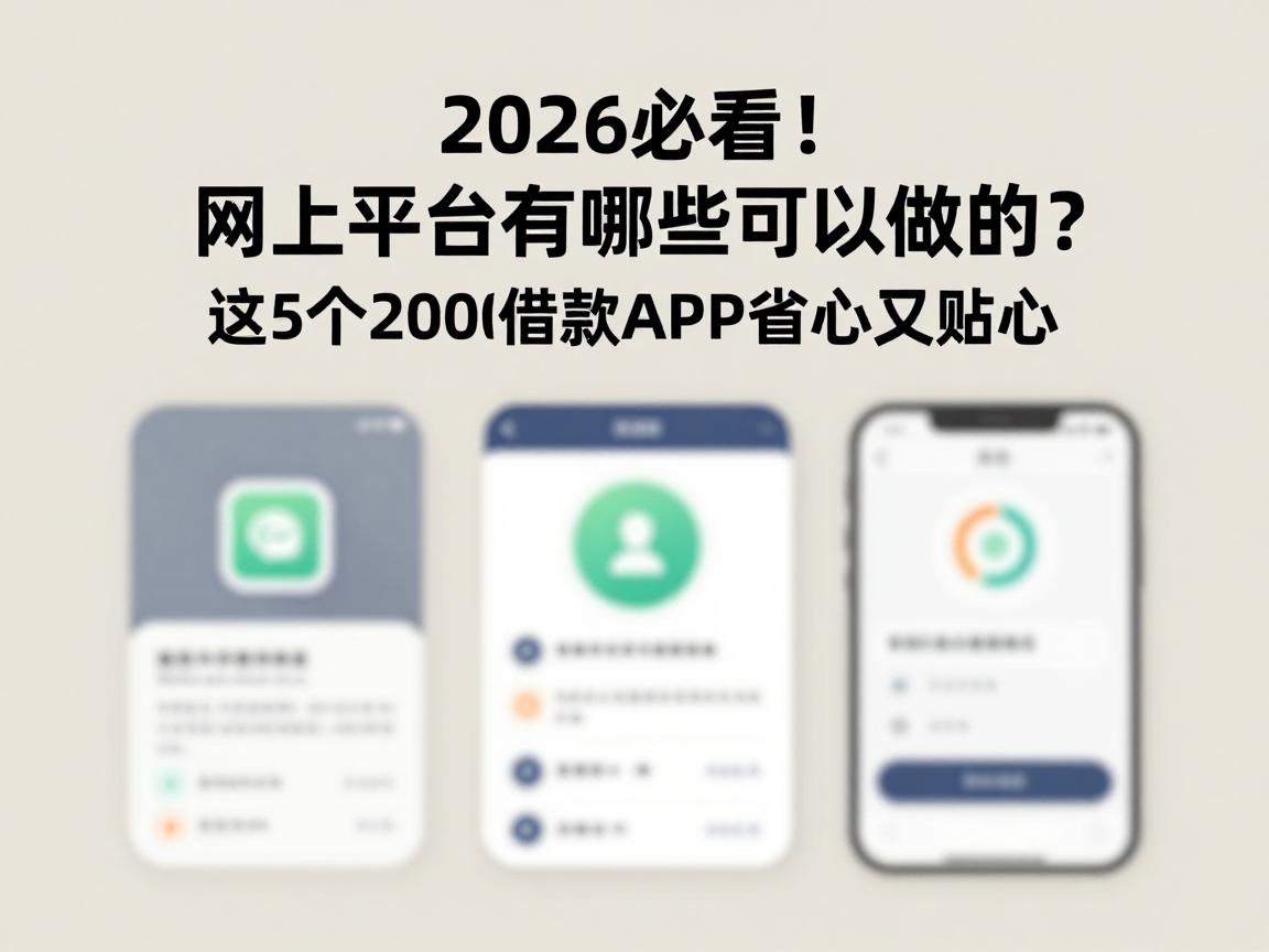 2026必看！网上平台有哪些可以做的？这5个2000借款APP省心又贴心