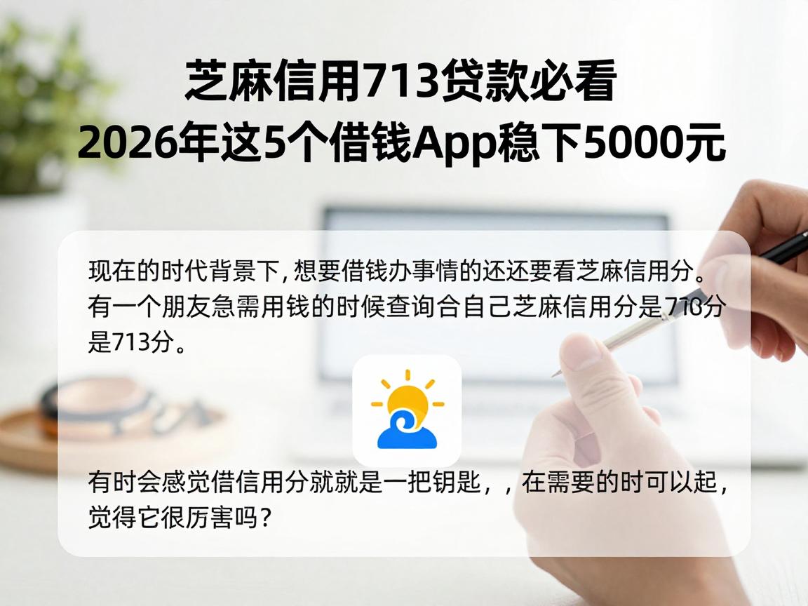 芝麻信用713贷款必看！2026年这5个借钱App稳下5000元，应急周转超方便