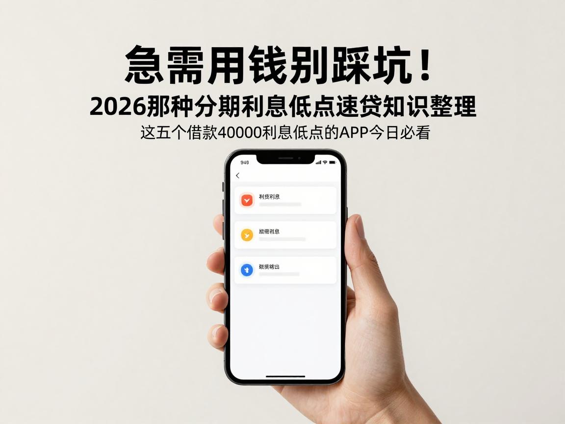 急需用钱别踩坑！2026那种分期利息低点速贷知识整理，这五个借款40000利息低点的APP今日必看