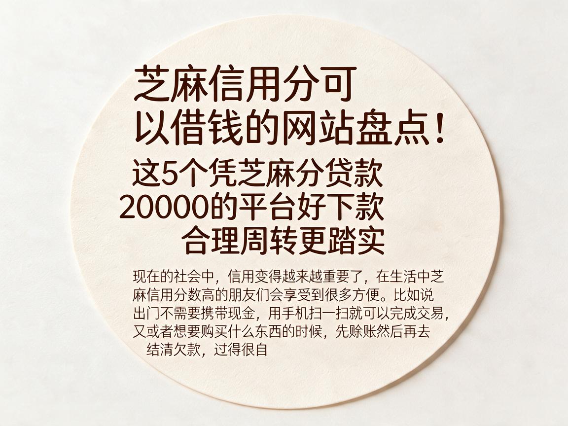 芝麻信用分可以借钱的网站盘点：这5个凭芝麻分贷款20000的平台好下款，合理周转更踏实
