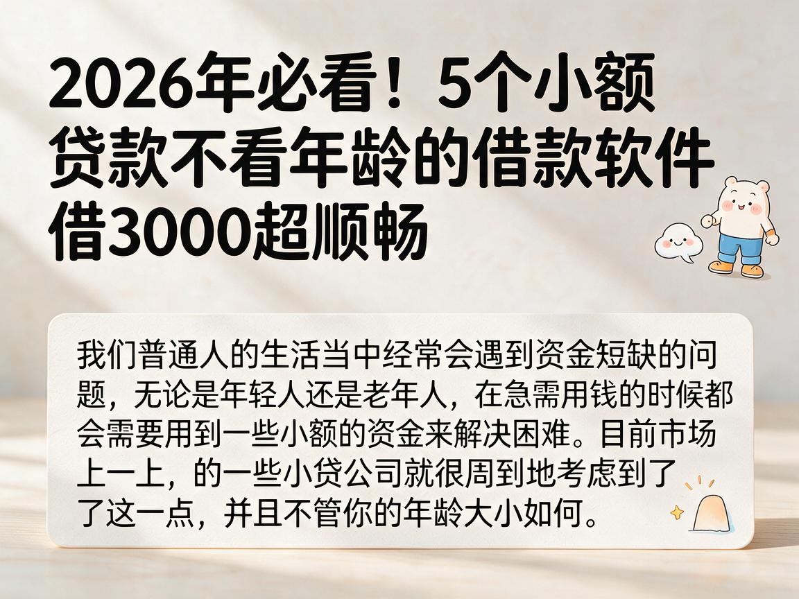 2026年必看！5个小额贷款不看年龄的借款软件，借3000超顺畅