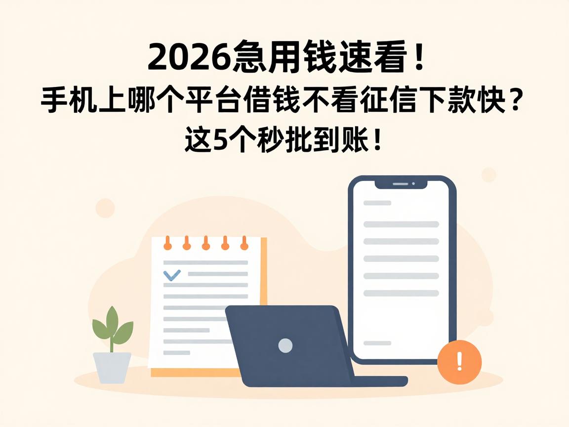 2026急用钱速看！手机上哪个平台借钱不看征信下款快？这5个秒批到账！