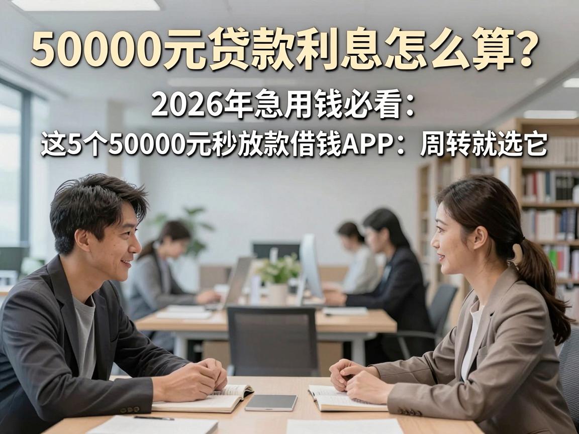 50000元贷款利息怎么算？2026年急用钱必看：这5个50000元秒放款借钱APP，周转就选它