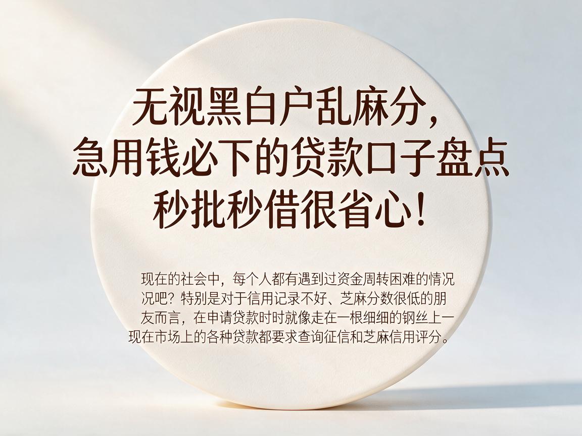 无视黑白户乱麻分，急用钱必下的贷款口子盘点，秒批秒借很省心！