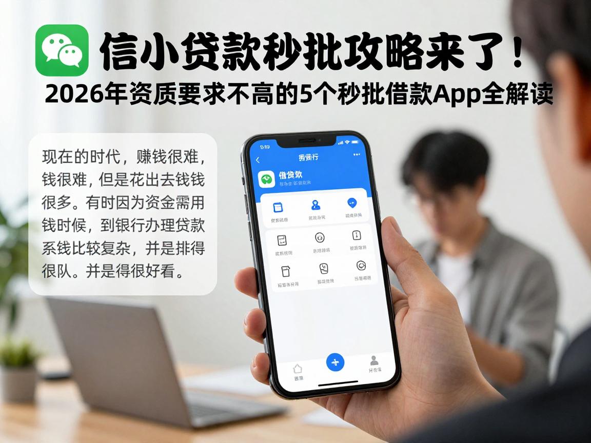 微信小额贷款秒批攻略来了！2026年资质要求不高的5个秒批借款App全解读