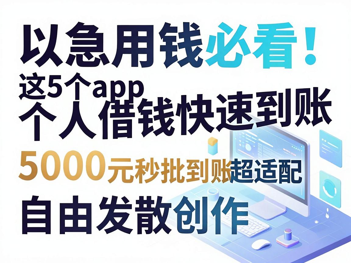 急用钱必看！这5个app个人借钱快速到账，5000元秒批到账超适配