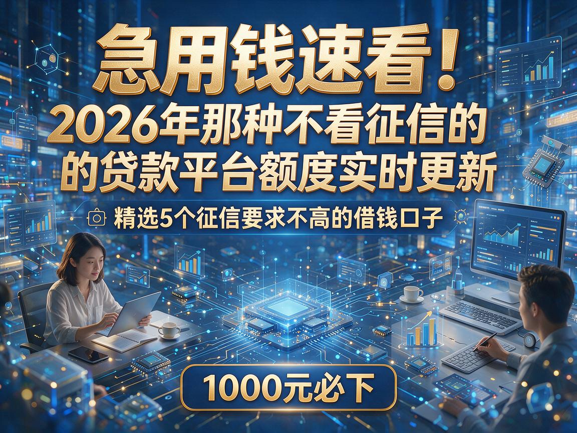 急用钱速看！2026年那种不看征信的贷款平台额度实时更新，精选5个征信要求不高的借钱口子，1000元必下！