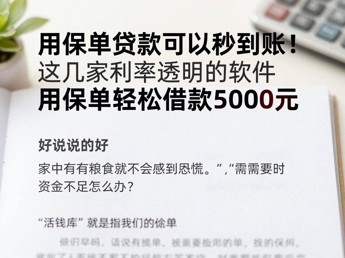 用保单贷款可以秒到账！这几家利率透明的软件，用保单轻松借款5000元