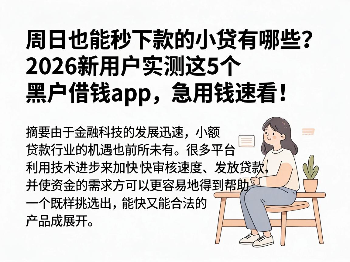 周日也能秒下款的小贷有哪些？2026新用户实测这5个黑户借钱App，急用钱速看！