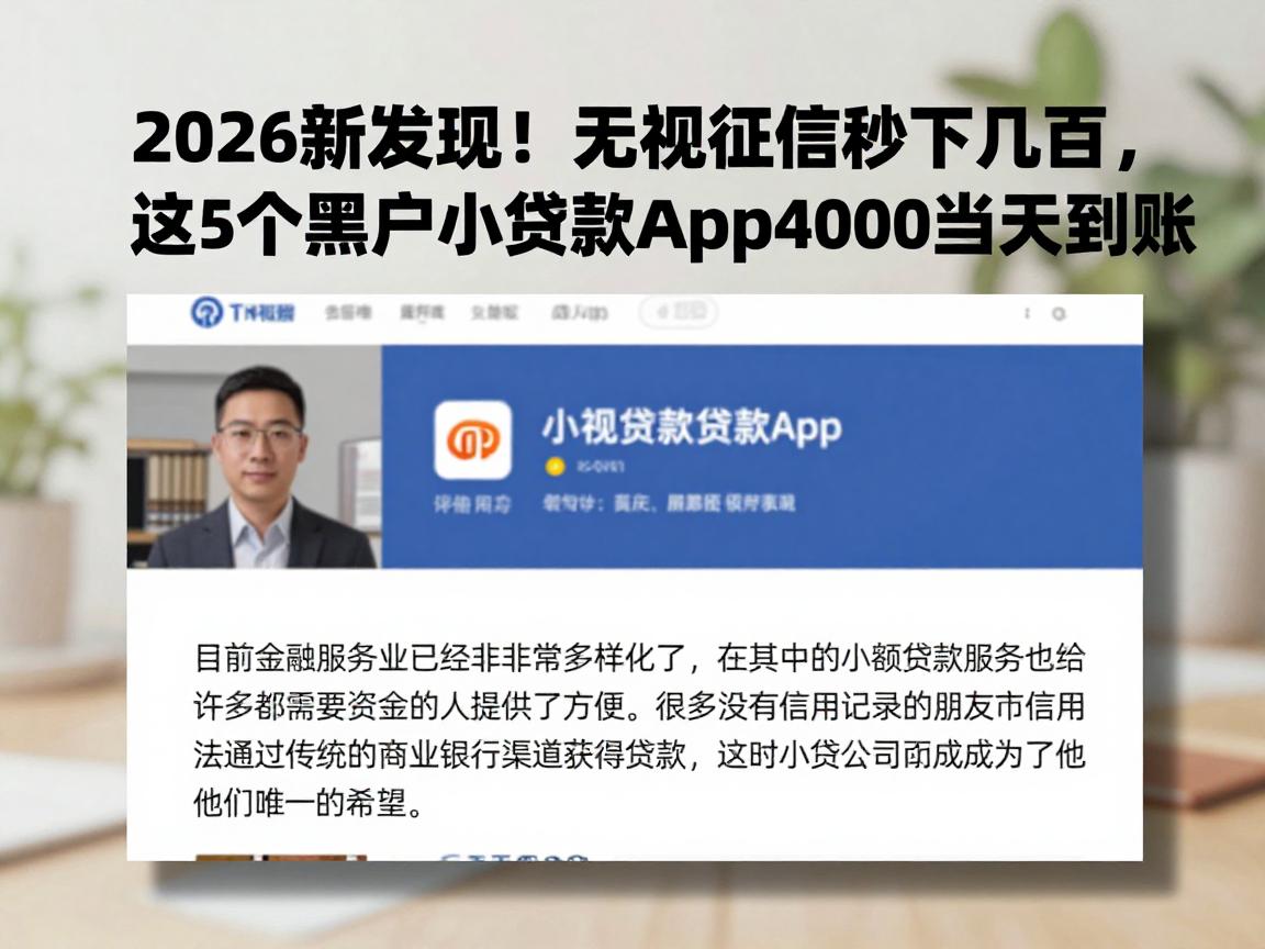 2026新发现！无视征信秒下几百，这5个黑户小额贷款App借款4000当天到账