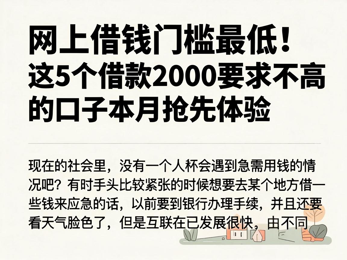 网上借钱门槛最低！这5个借款2000要求不高的口子本月抢先体验