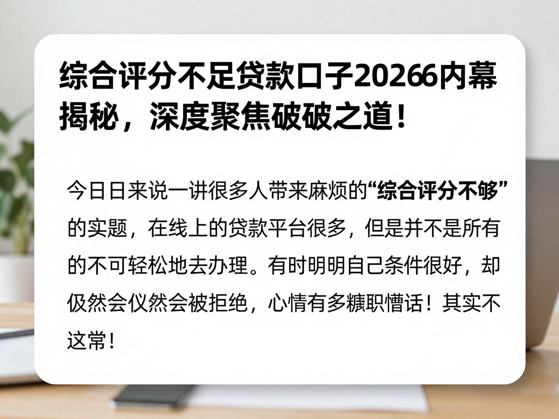 综合评分不足贷款口子2026内幕揭秘，深度聚焦破解之道！