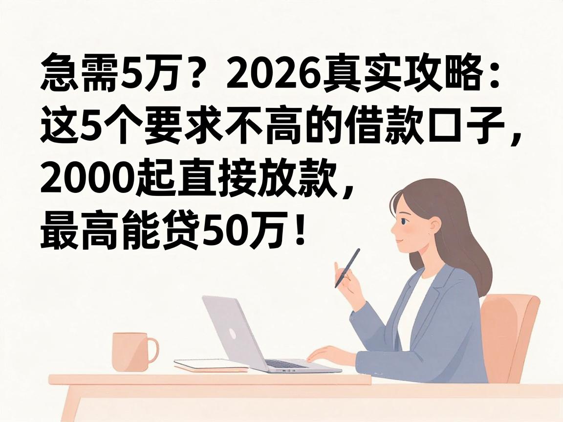 急需5万？2026真实攻略：这5个要求不高的借款口子，2000起直接放款，最高能贷50万！
