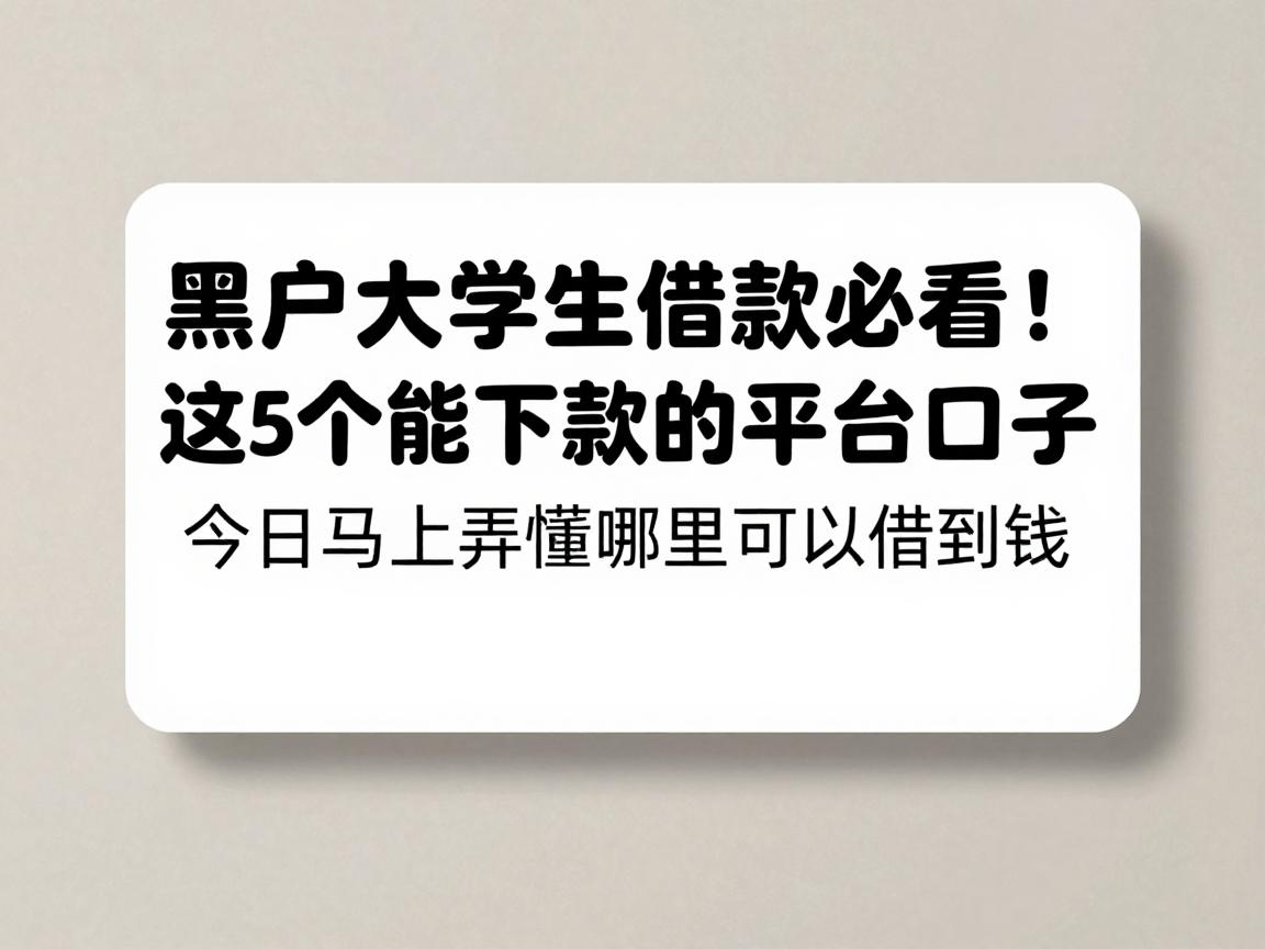 黑户大学生借款必看！这5个能下款的平台口子，今日马上弄懂哪里可以借到钱