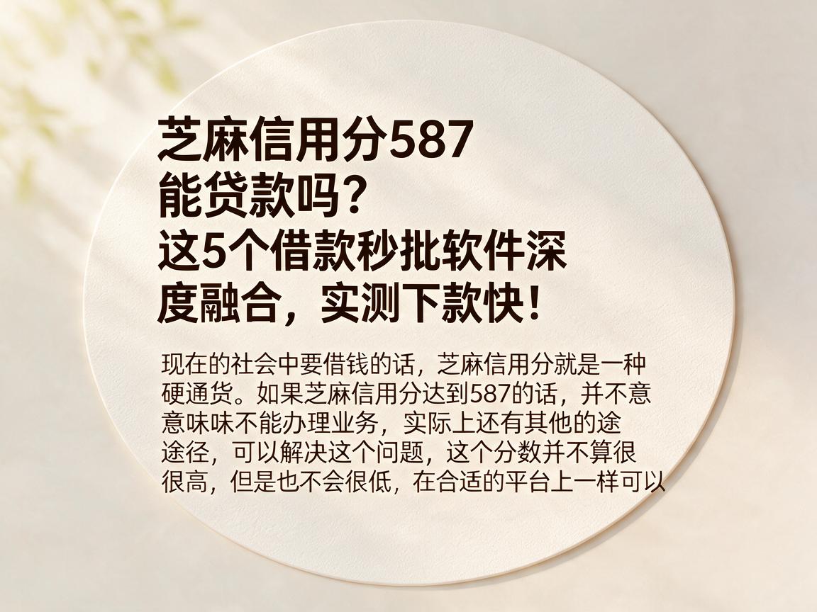芝麻信用分587能贷款吗？这5个借款秒批软件深度融合，实测下款快！