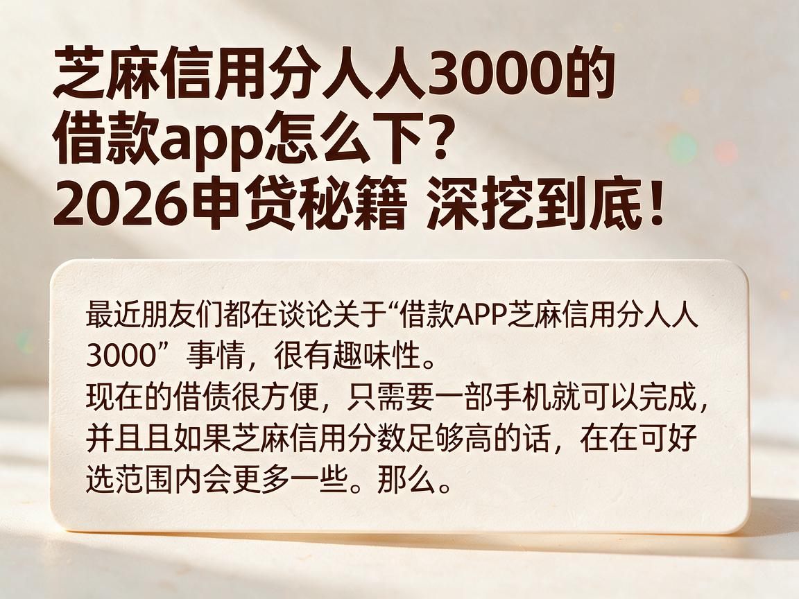 芝麻信用分人人3000的借款app怎么下？2026申贷秘籍深挖到底！