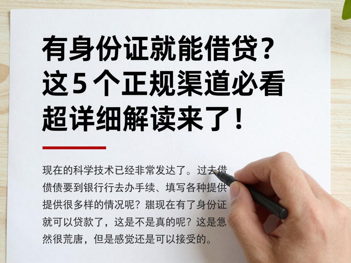 有身份证就能借贷？这5个正规渠道必看！超详细解读来了！