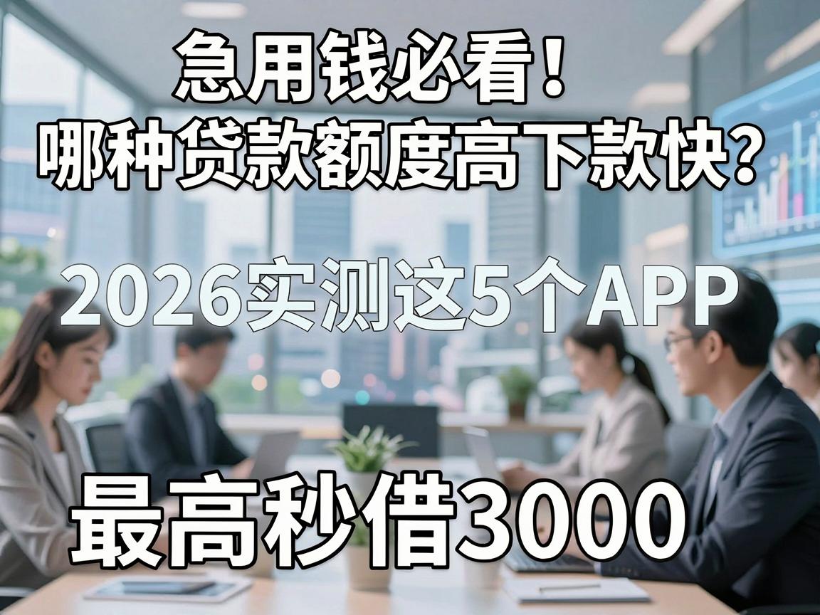 急用钱必看！哪种贷款额度高下款快？2026实测这5个APP，最高秒借3000！