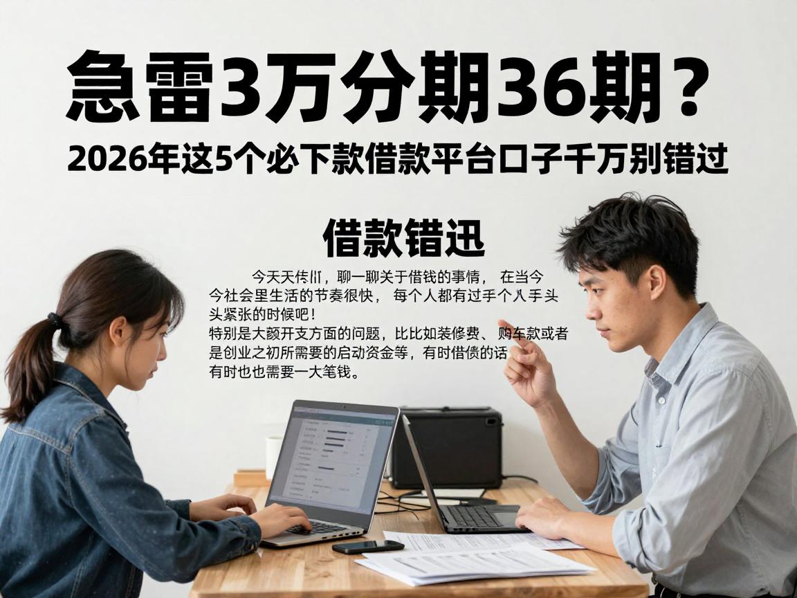急需3万分期36期？2026年这5个必下款借款平台口子千万别错过！