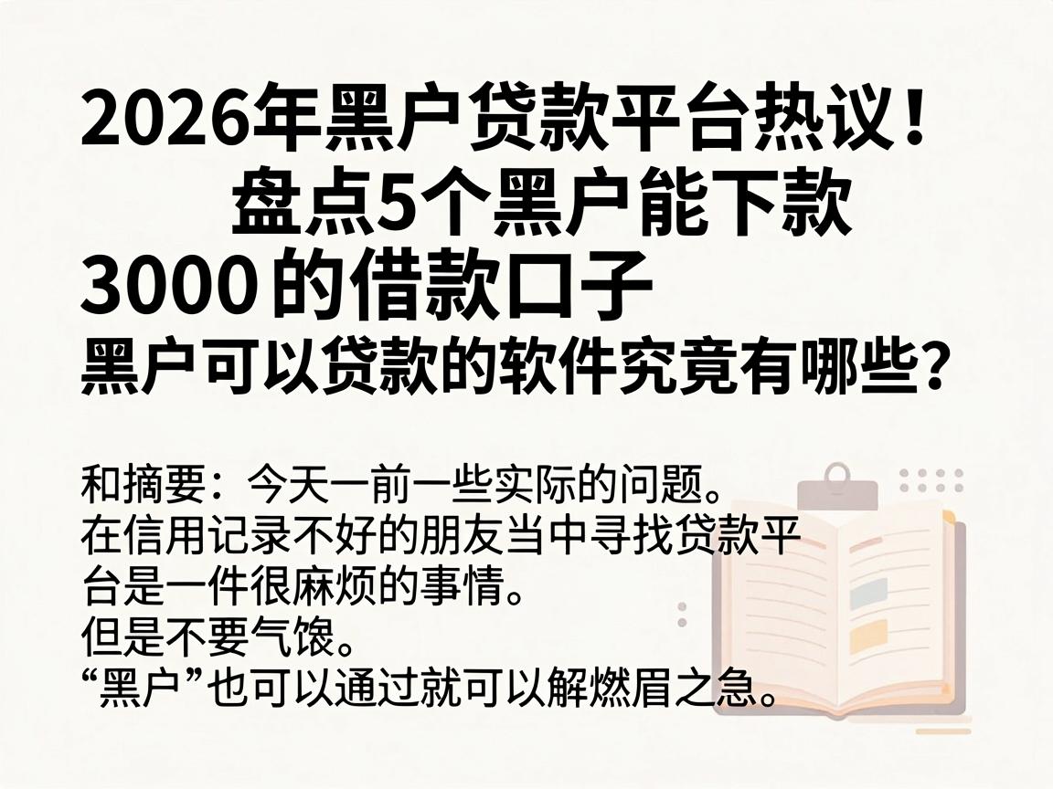 2026年黑户贷款平台热议！盘点5个黑户能下款3000的借款口子，黑户可以贷款的软件究竟有哪些？