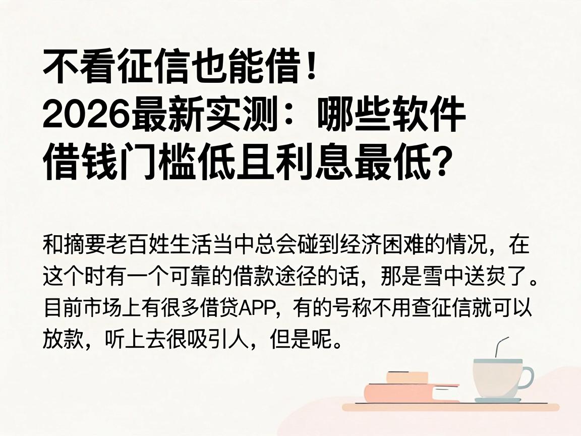 不看征信也能借！2026最新实测：哪些软件借钱门槛低且利息最低？