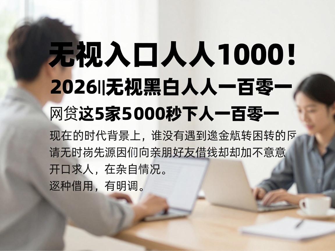 无视黑白人人1000！2026借款必藏的网贷入口，这5家5000秒下不看黑白