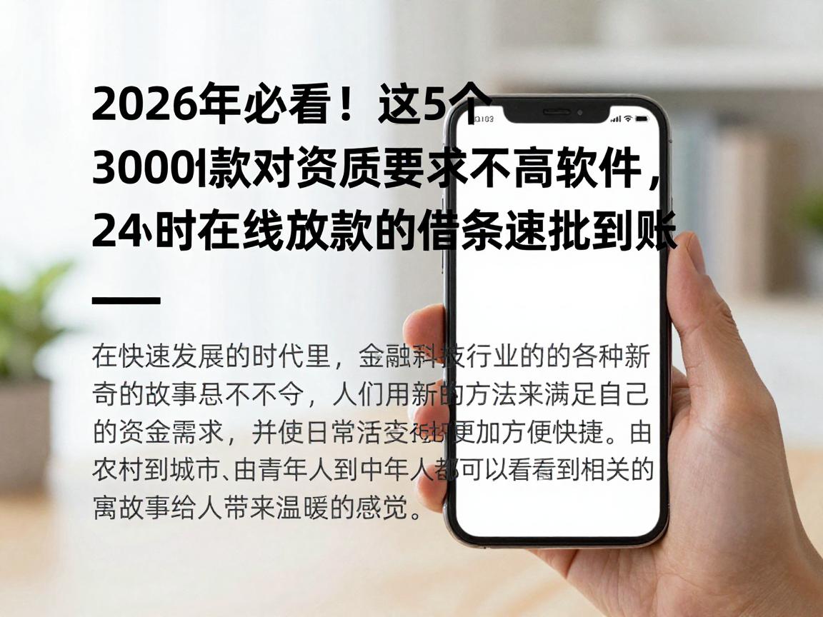 2026年必看！这5个3000借款对资质要求不高软件，24小时在线放款的借条速批到账