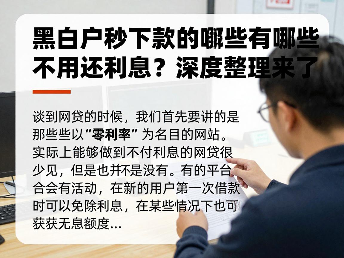 黑白户秒下款的网贷有哪些不用还利息?深度整理来了