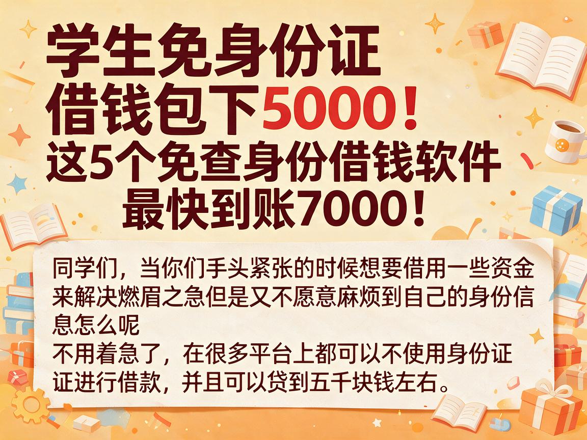 学生免身份证借钱包下5000！这5个免查身份借钱软件最快到账7000