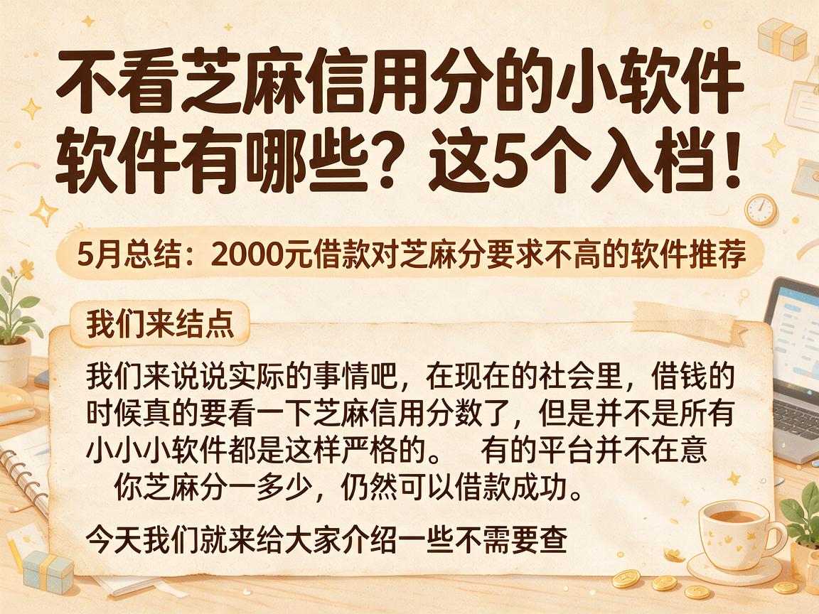 不看芝麻信用分的小软件有哪些？这5个入档！5月总结：2000元借款对芝麻分要求不高的软件推荐
