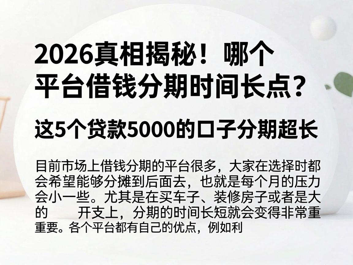 2026真相揭秘！哪个平台借钱分期时间长点？这5个贷款5000的口子分期超长