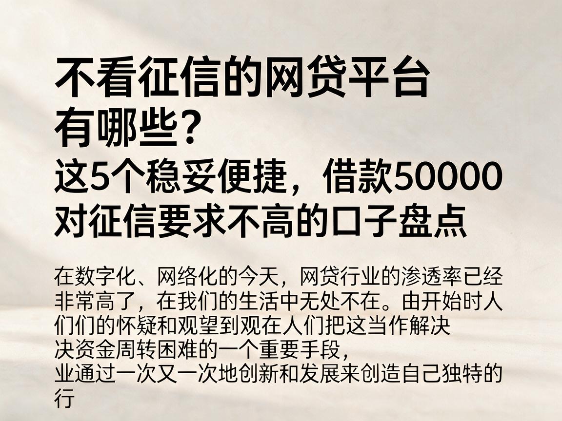 不看征信的网贷平台有哪些？这5个稳妥便捷、借款50000对征信要求不高的口子盘点